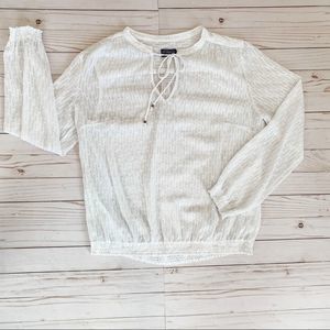 Pendleton Sheer White Blouse with Tassel